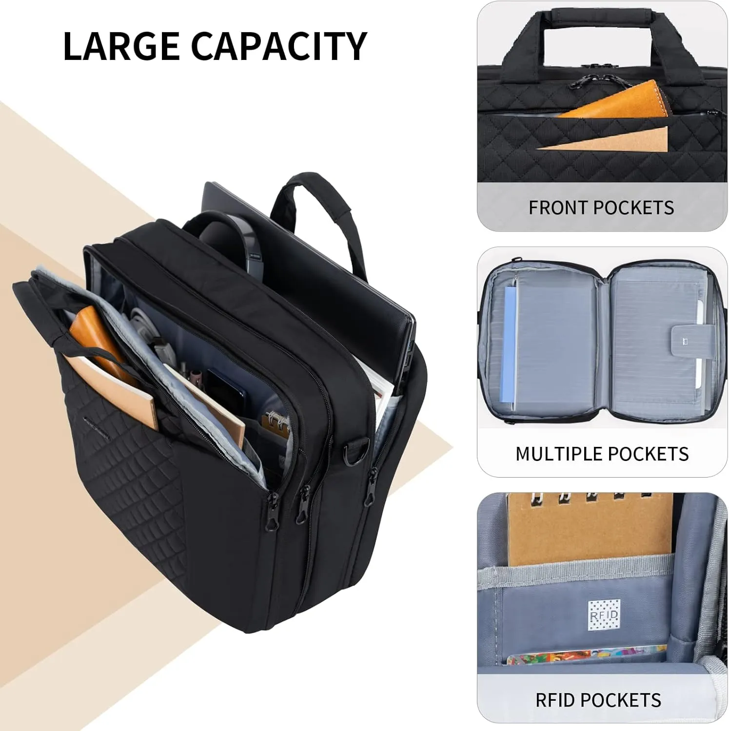 KROSER Laptop Bag 15.6 Inch Briefcase Shoulder Bag Water Repellent Laptop Bag Bussiness Carrying Handbag