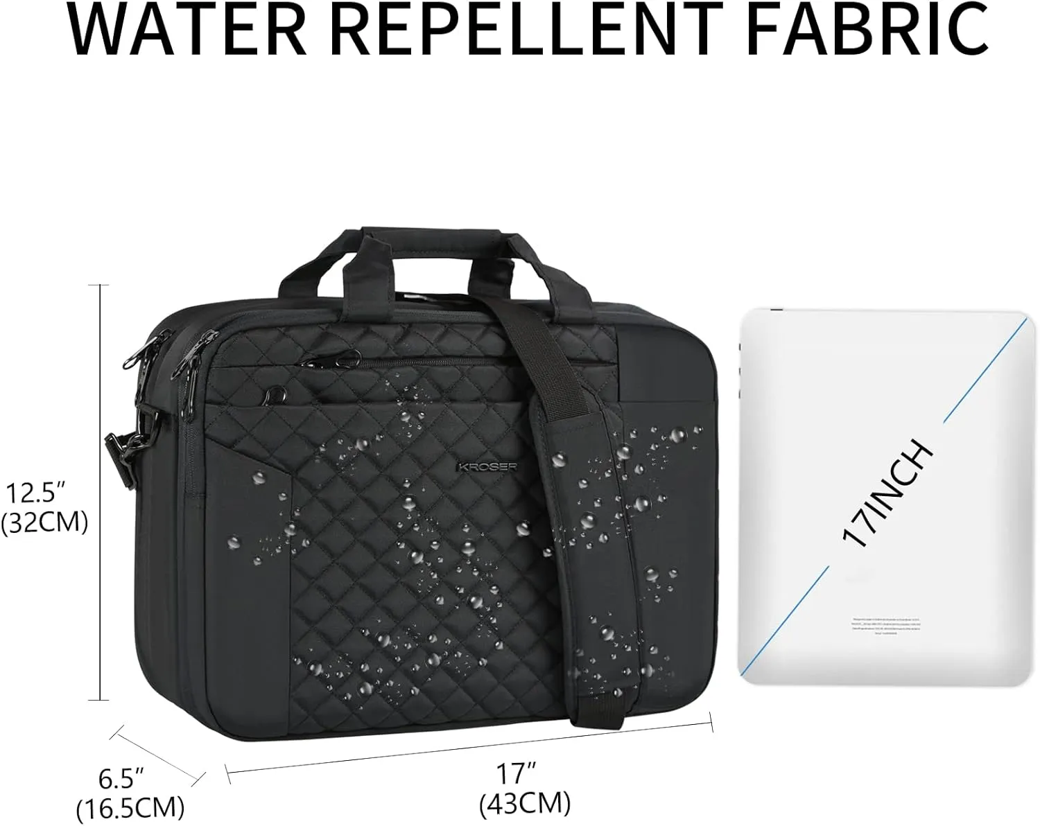 KROSER Laptop Bag 15.6 Inch Briefcase Shoulder Bag Water Repellent Laptop Bag Bussiness Carrying Handbag