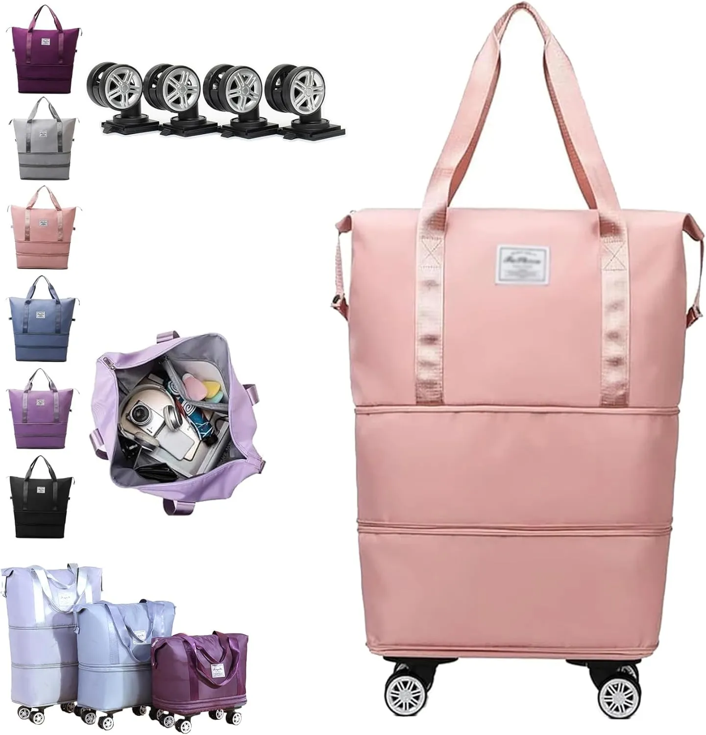 Kulken Travel Bag with wheels, 2025 New Large Capacity Travel Bag - Universal Wheel Removable, Travel Bags Universal (P)