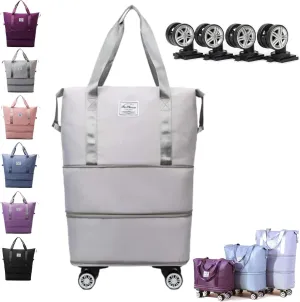 Kulken Travel Bag with Wheels, Kulken Travel Bag with Removable Wheels, Large Capacity Travel Bags Universal Wheel (Gray)