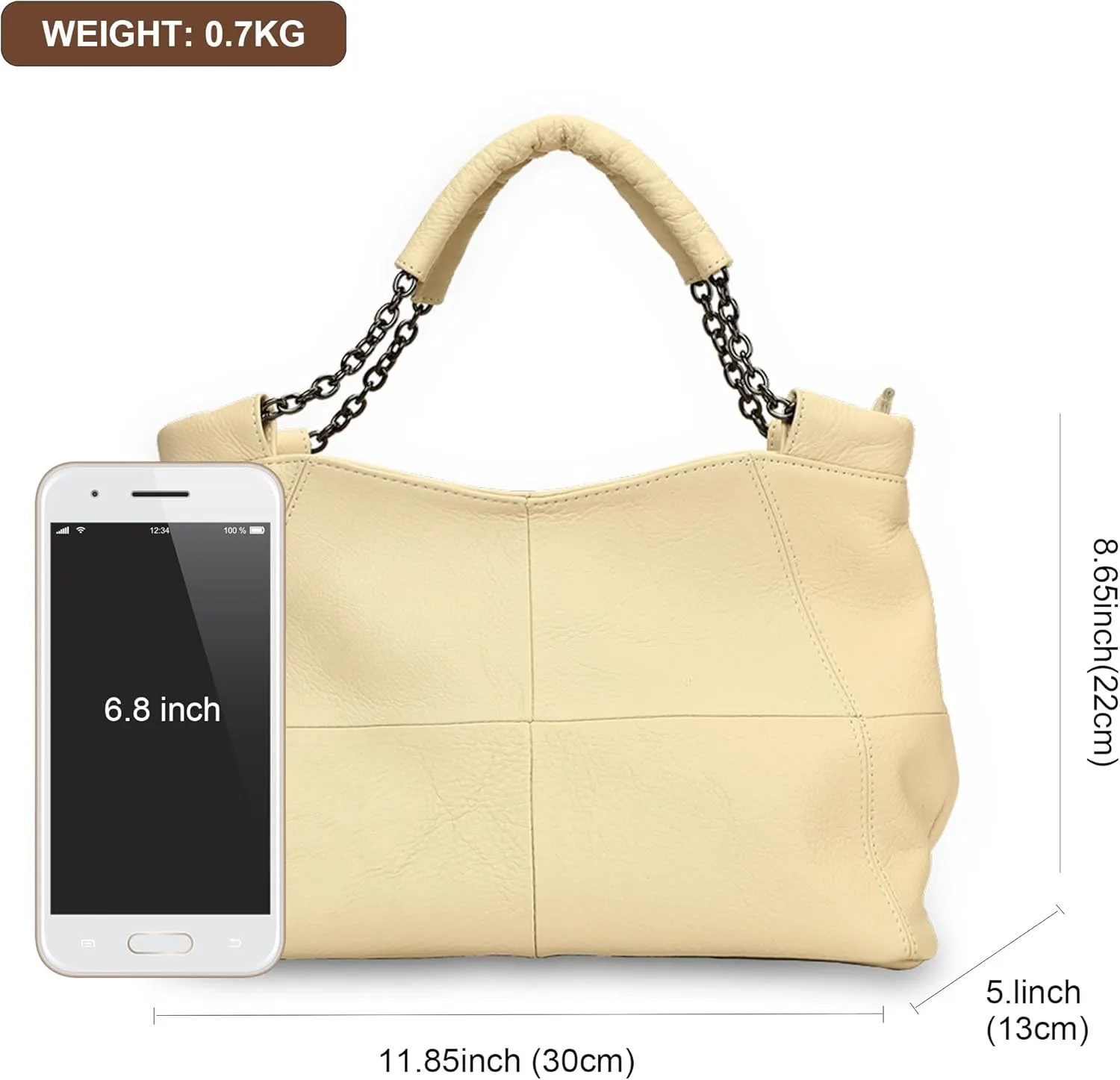 Ladies Crossbody Bag Multi Purpose Leather Handbag Adjustable Chain and Detachable Shoulder Bag