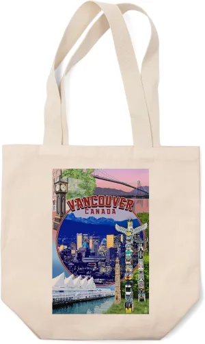 Lantern Press Vancouver, BC, Canada, Montage Scenes (100% Cotton Canvas Reusable Tote Bag)