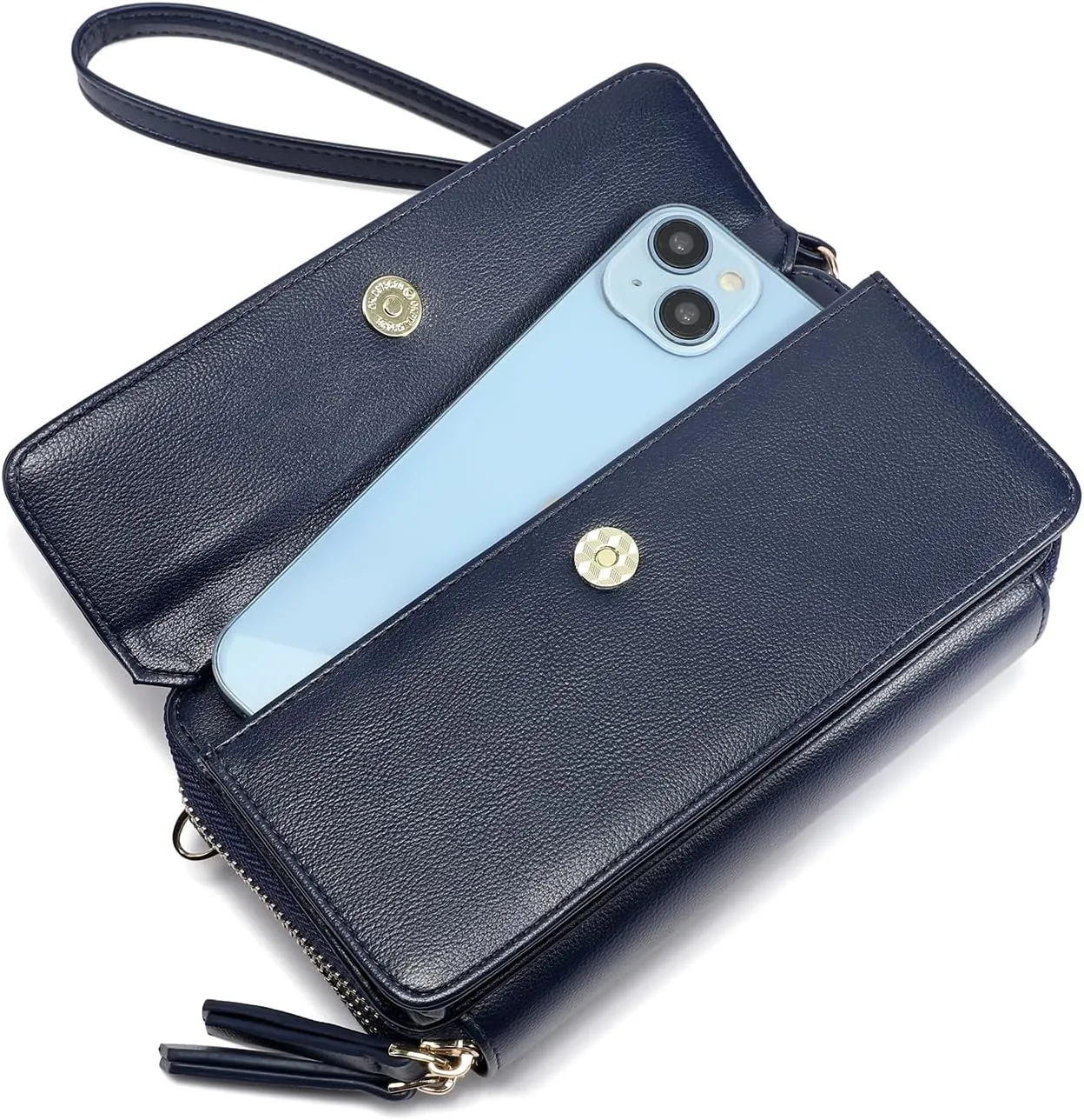 Lanyani RFID Crossbody Wallet Wristlet Purse with Phone Pocket For Women Vegan Leather