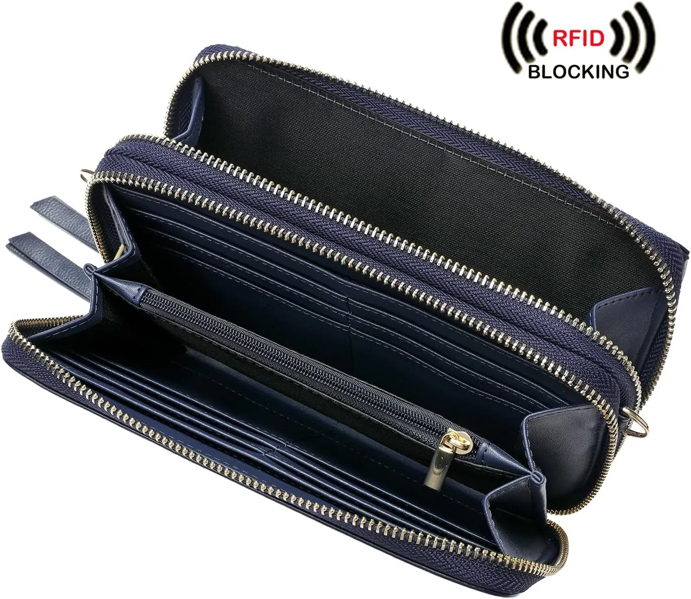 Lanyani RFID Crossbody Wallet Wristlet Purse with Phone Pocket For Women Vegan Leather
