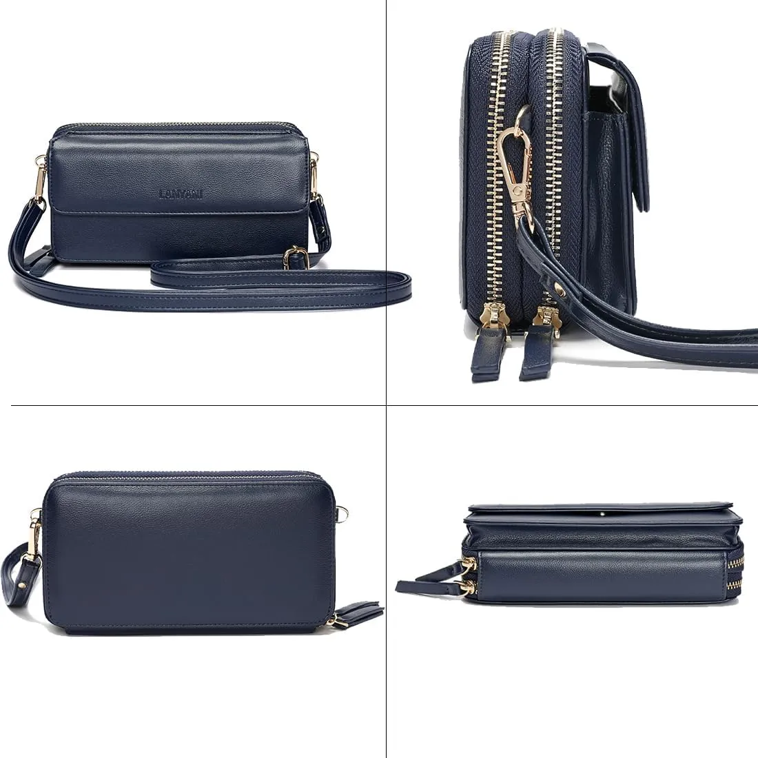 Lanyani RFID Crossbody Wallet Wristlet Purse with Phone Pocket For Women Vegan Leather