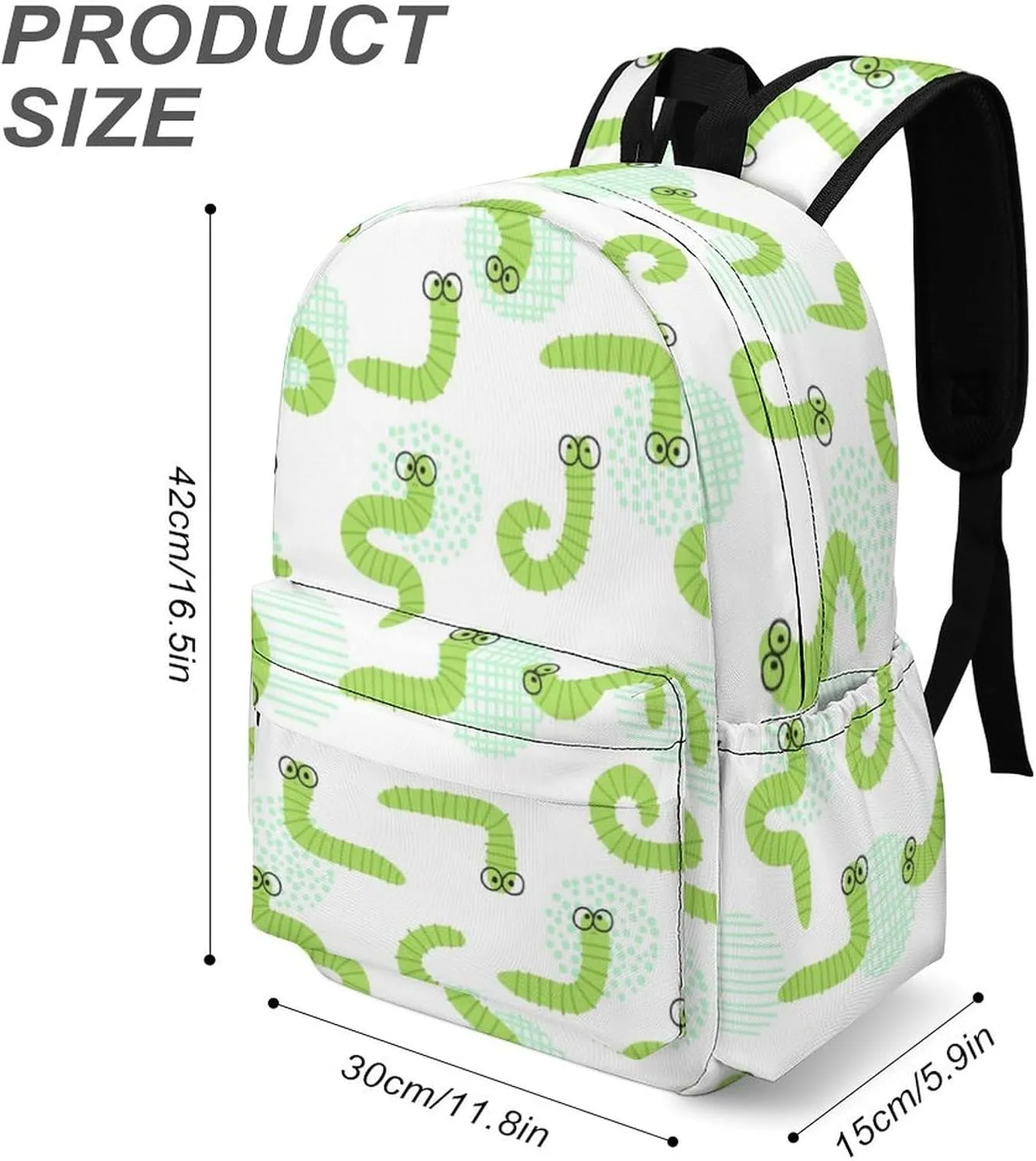 Laptop Backpack for Men Women Funny Green Caterpillar Travel Work Backpack with Compartment Large Capacity Daypack Business Work Bag