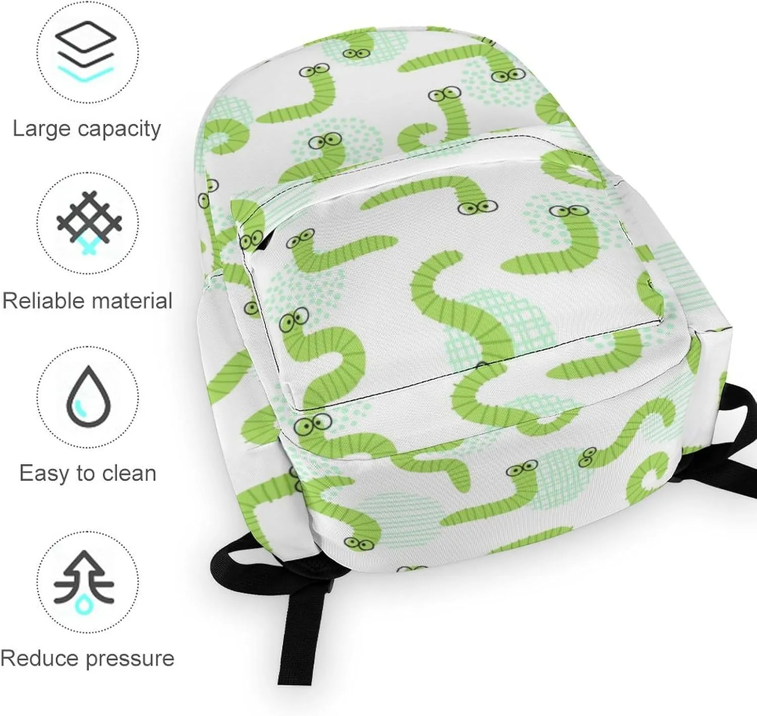 Laptop Backpack for Men Women Funny Green Caterpillar Travel Work Backpack with Compartment Large Capacity Daypack Business Work Bag