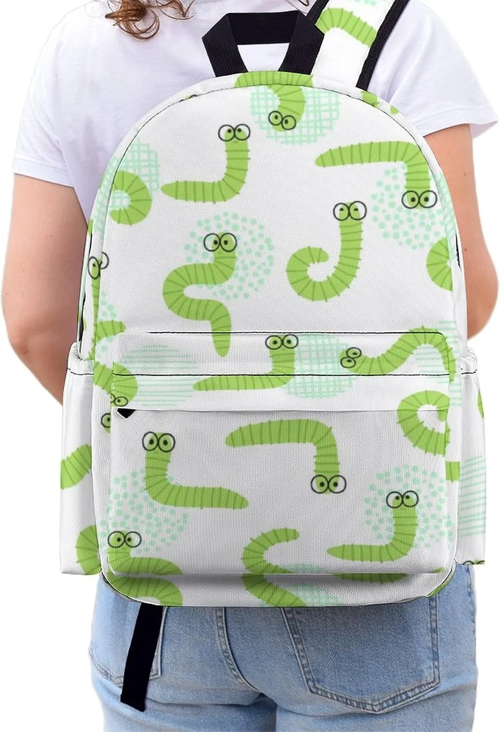 Laptop Backpack for Men Women Funny Green Caterpillar Travel Work Backpack with Compartment Large Capacity Daypack Business Work Bag