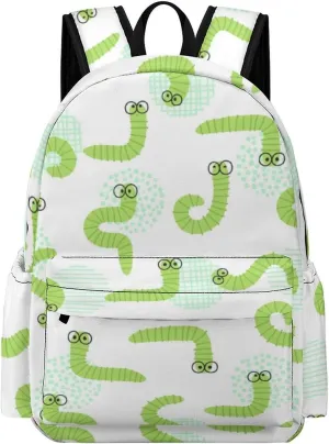 Laptop Backpack for Men Women Funny Green Caterpillar Travel Work Backpack with Compartment Large Capacity Daypack Business Work Bag