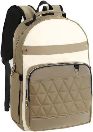 Laptop Backpack for Women, 15.6 inch backpack, Business Backpacks,College Bag Casual Daypack (White-Khaki)