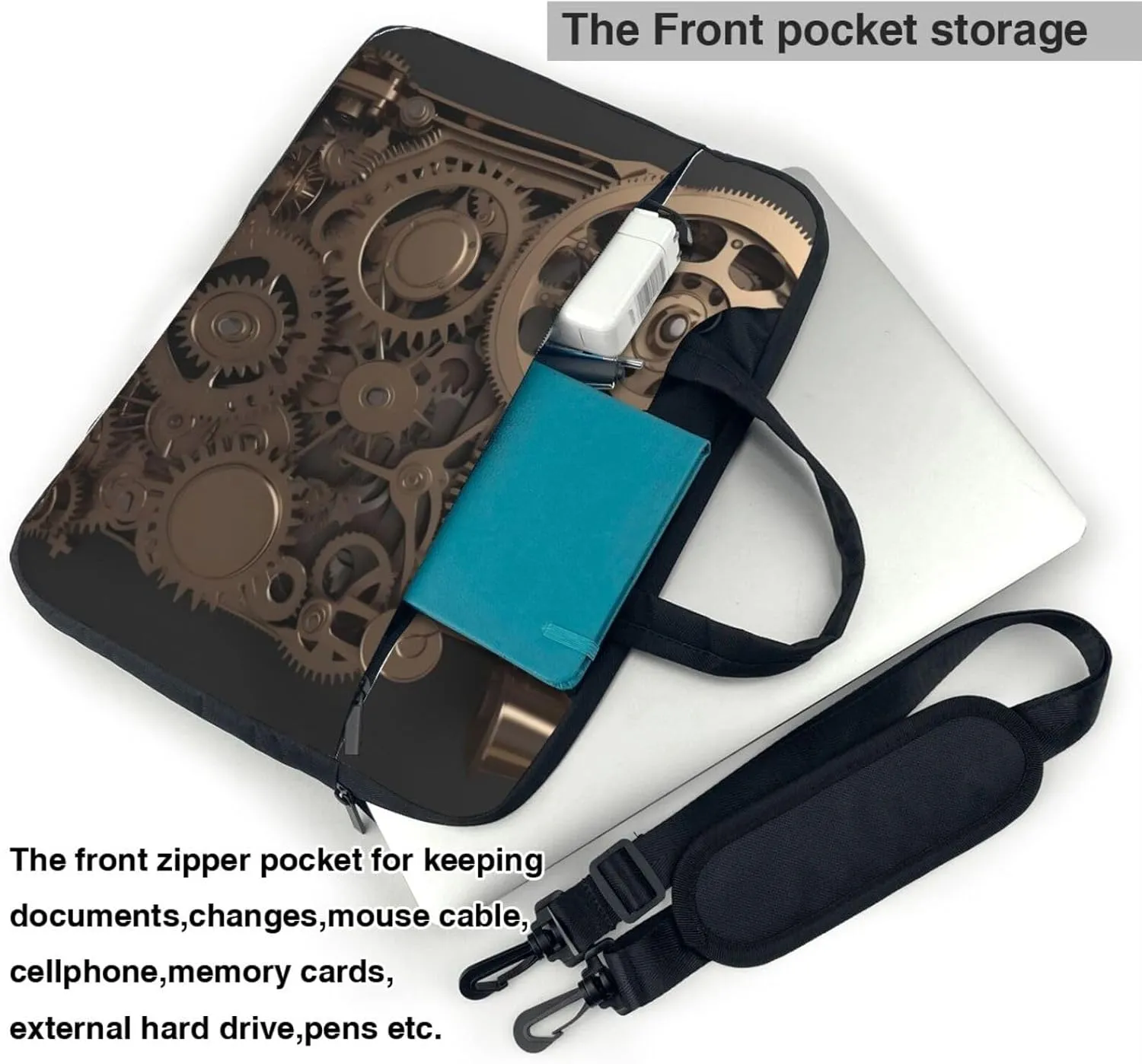 Laptop Bag 13-15.6 inch Laptop Shoulder Bag for Men Women Steampunk Mechanical Gears Computer Bag Messenger Bag for Work