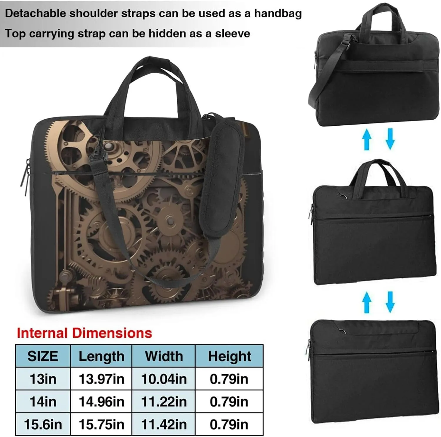 Laptop Bag 13-15.6 inch Laptop Shoulder Bag for Men Women Steampunk Mechanical Gears Computer Bag Messenger Bag for Work