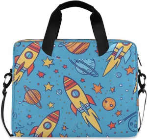 Laptop Bag Computer Bags Messenger Shoulder Bag Briefcase Planet Yellow Rockets for Business Office Work