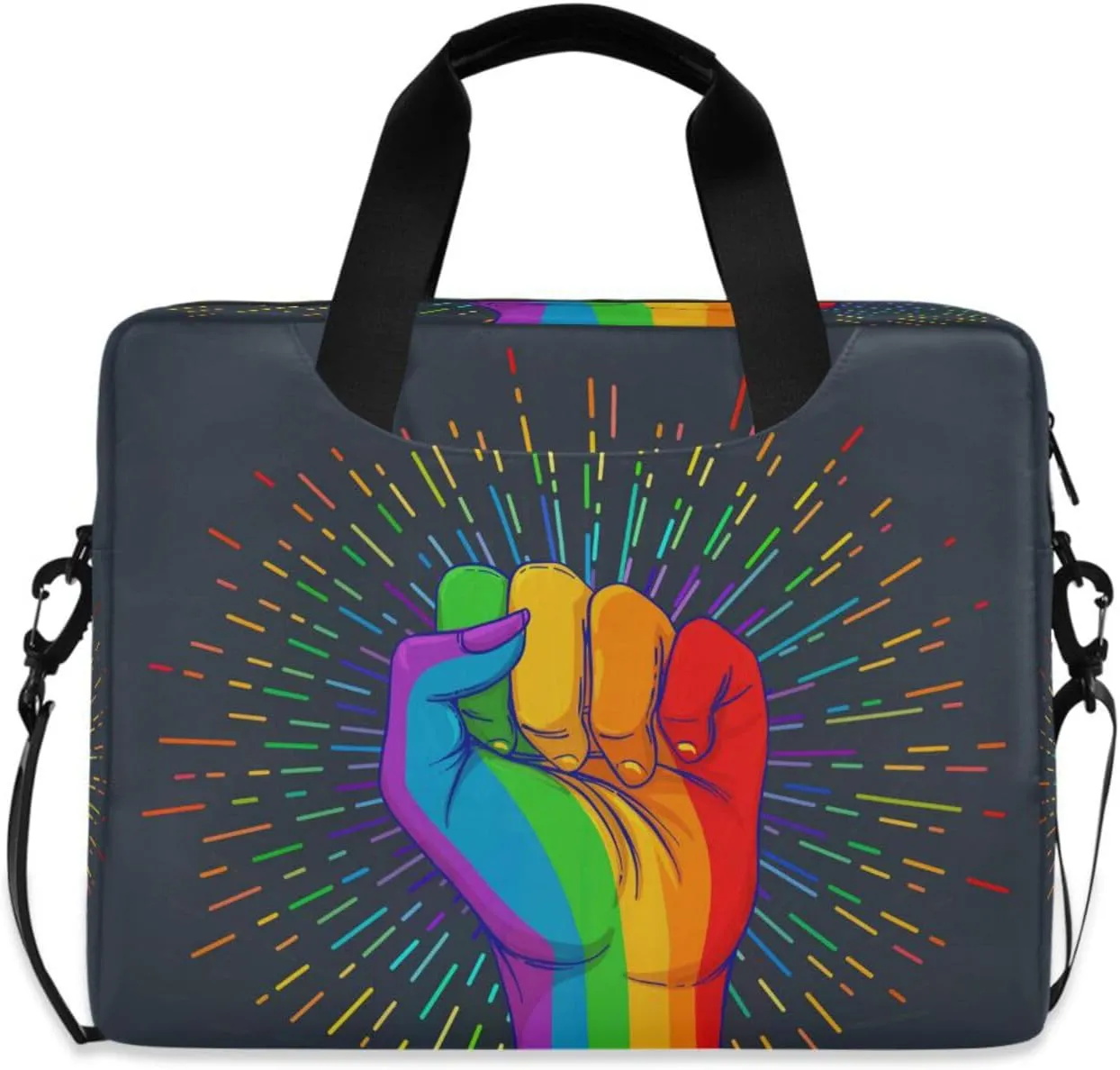 Laptop Bag Computer Bags Messenger Shoulder Bag Briefcase Rainbow Fist Pride for Business Office Work