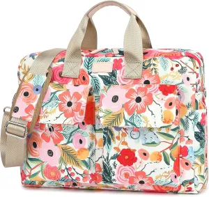 Laptop Briefcase, Water Repellent Multi-Functional Shoulder Messenger Case Bag For MacBook Pro 15 inch and 16 inch - Watercolor Flowers