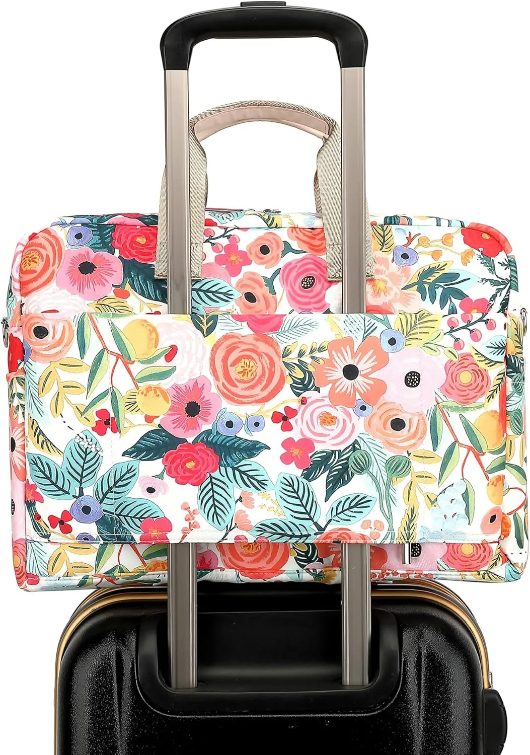 Laptop Briefcase, Water Repellent Multi-Functional Shoulder Messenger Case Bag For MacBook Pro 15 inch and 16 inch - Watercolor Flowers