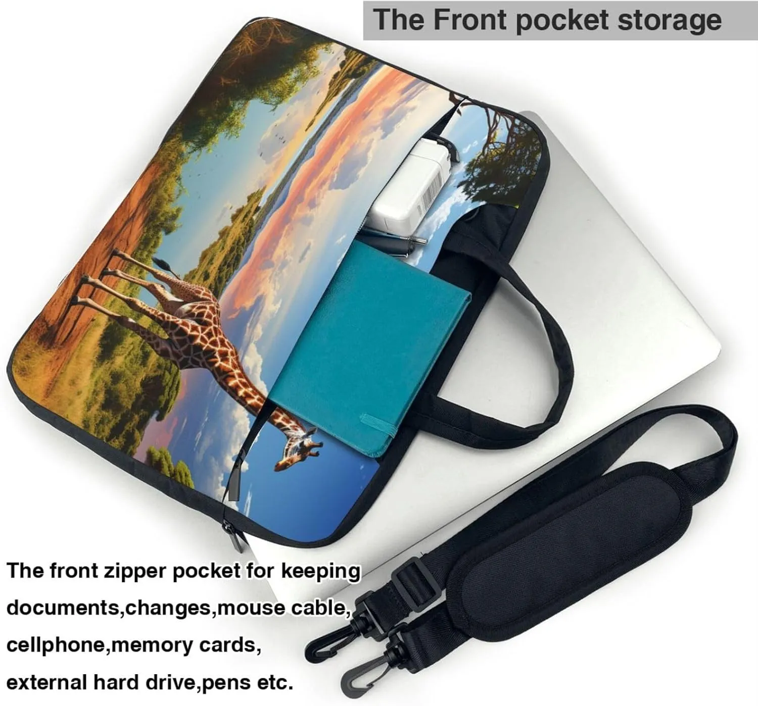 Laptop Case Sleeve 15.6 inch Laptop Sleeve African Nile River Giraffe Carrying Case Shockproof Laptop Case for Men Women
