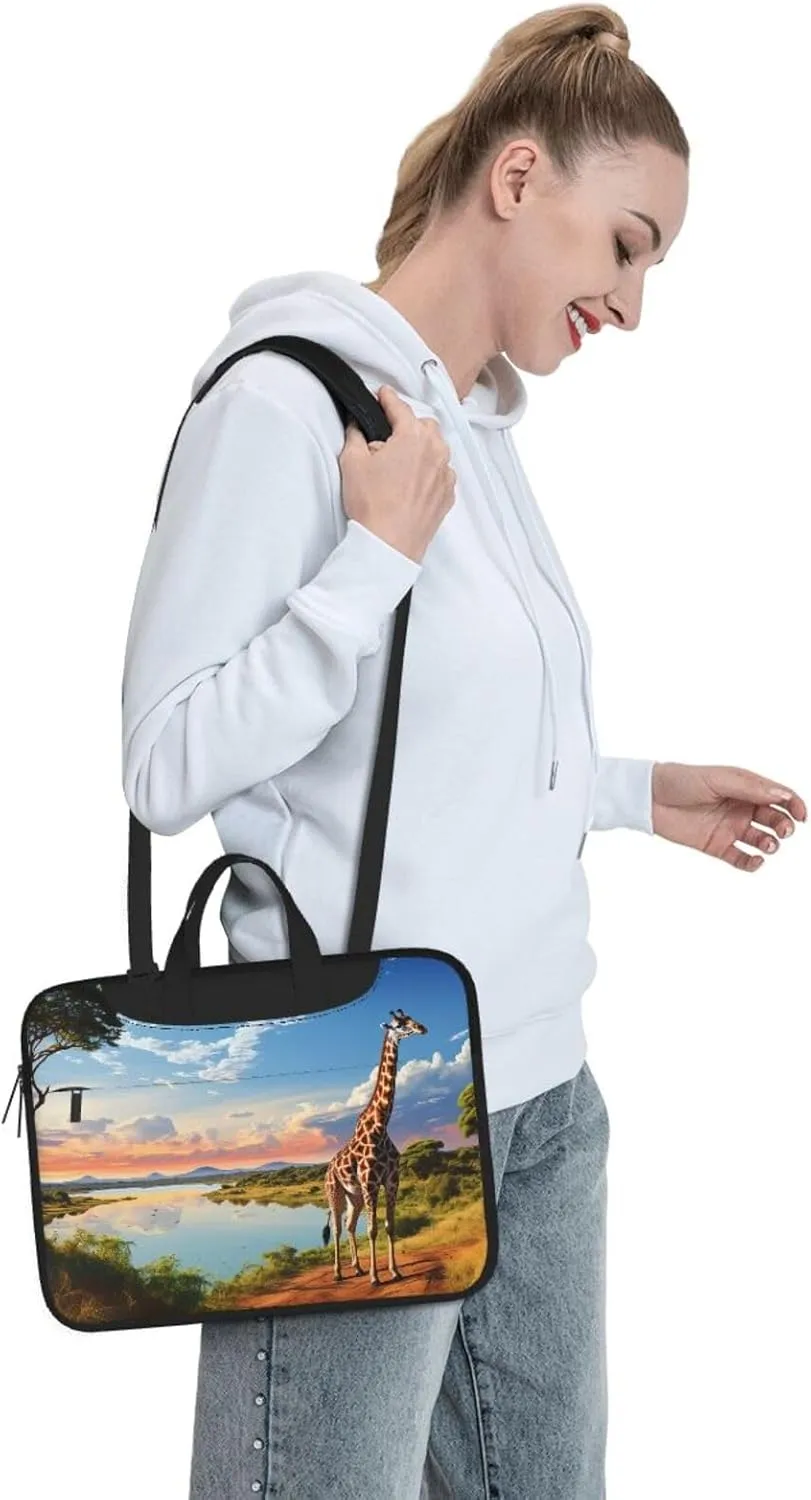 Laptop Case Sleeve 15.6 inch Laptop Sleeve African Nile River Giraffe Carrying Case Shockproof Laptop Case for Men Women