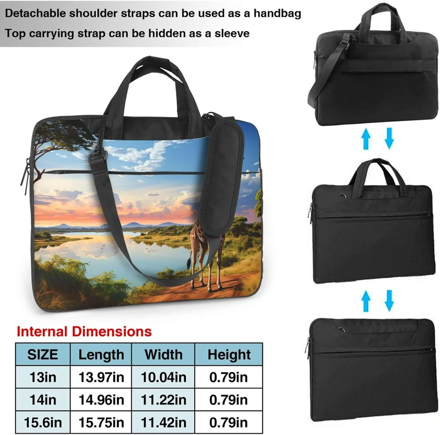 Laptop Case Sleeve 15.6 inch Laptop Sleeve African Nile River Giraffe Carrying Case Shockproof Laptop Case for Men Women