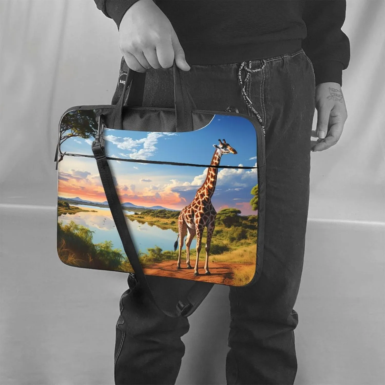 Laptop Case Sleeve 15.6 inch Laptop Sleeve African Nile River Giraffe Carrying Case Shockproof Laptop Case for Men Women
