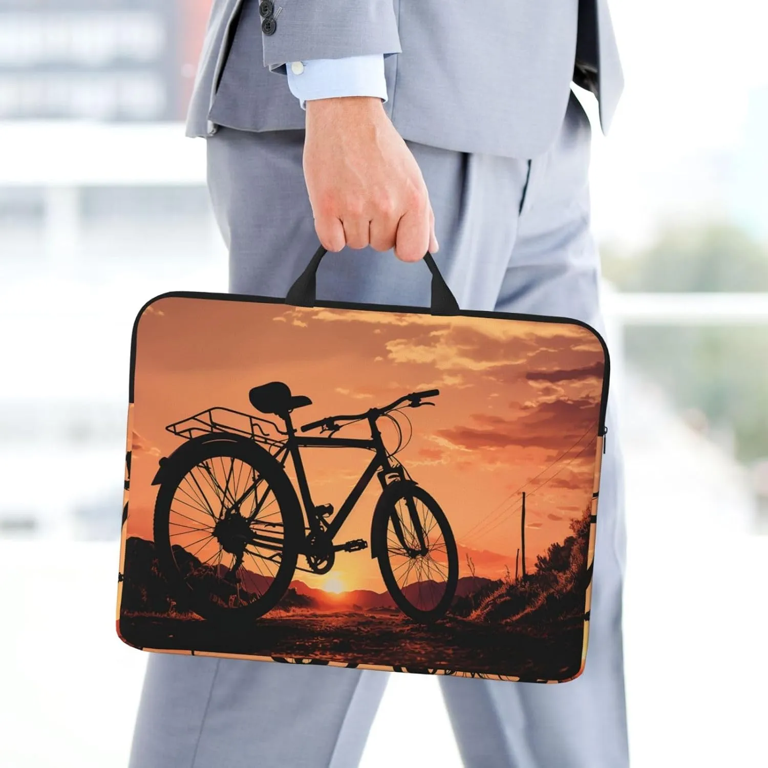 Laptop Shoulder Bag Messenger Bag Seaside Town Laptop Bag Computer Bag for Men Women