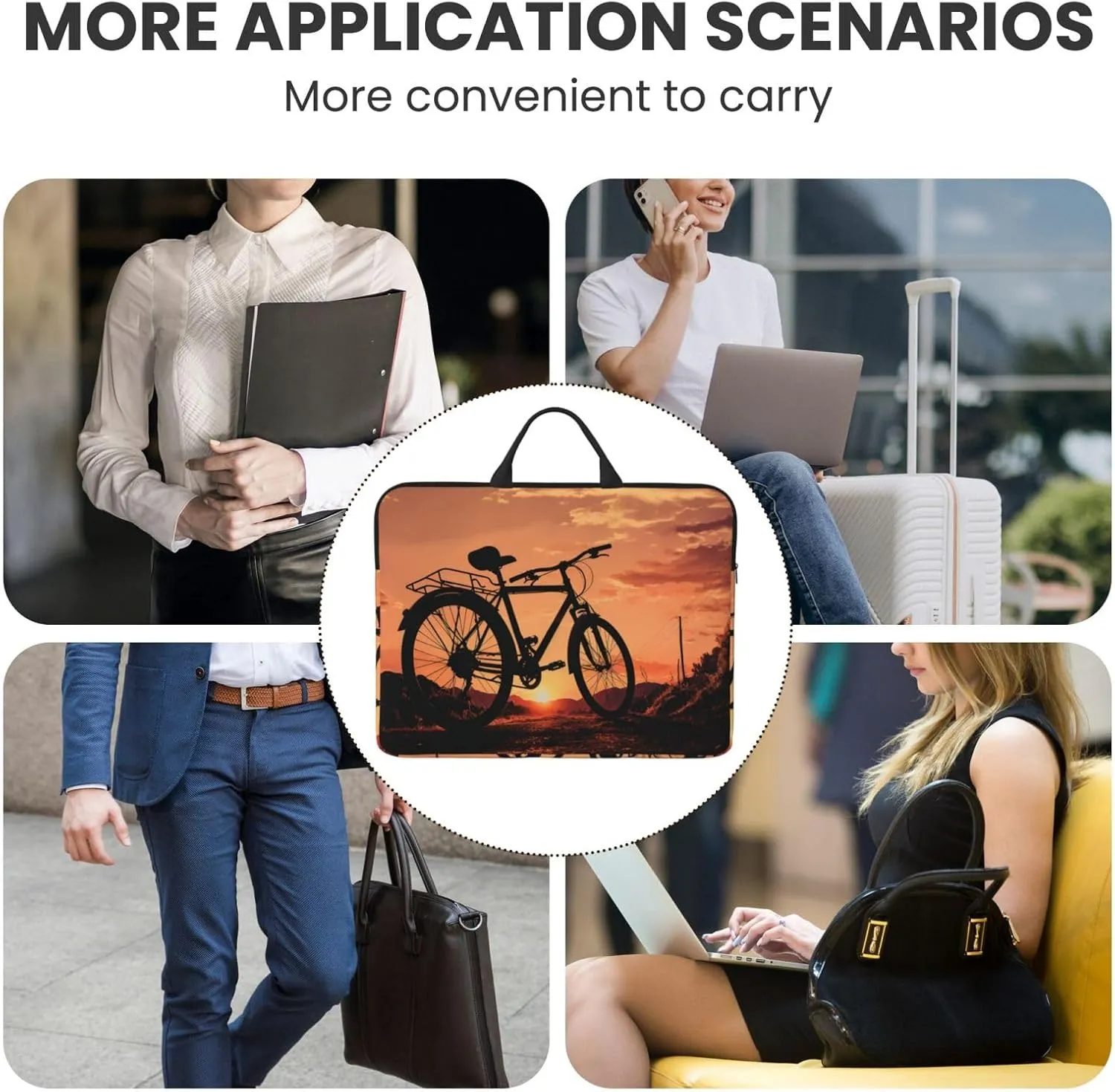 Laptop Shoulder Bag Messenger Bag Seaside Town Laptop Bag Computer Bag for Men Women