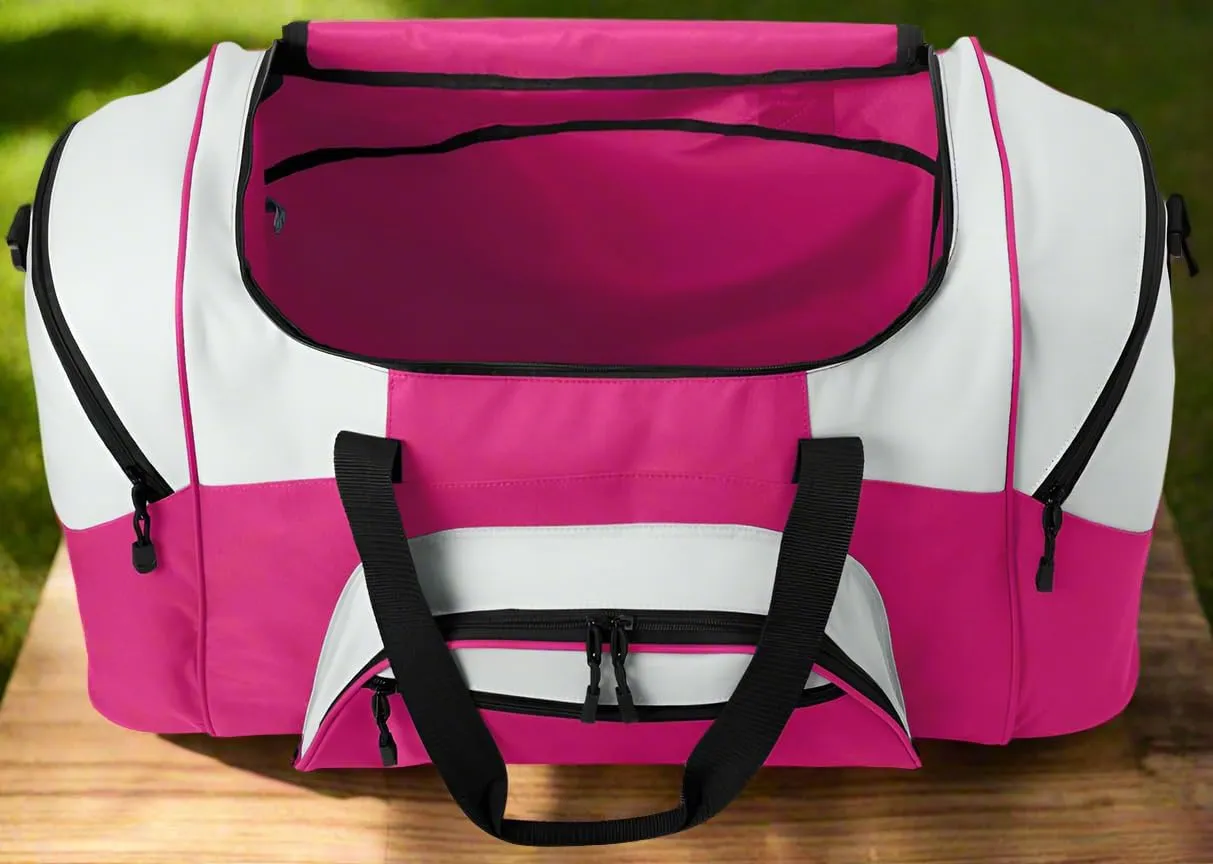 LARGE Arkansas Razorbacks Duffel Bag University of Arkansas Suitcase or Gym Bag For Men Or Her (Arkansas Logo, Pink)