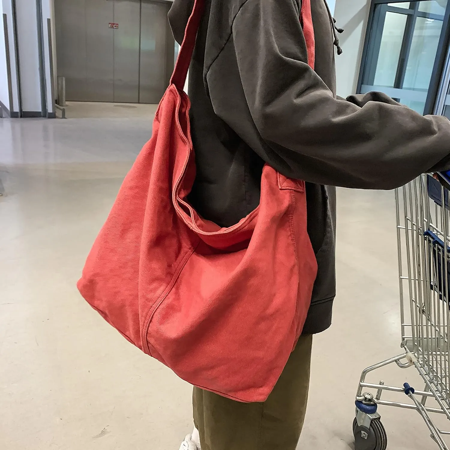 Large Capacity Canvas Hobo Bags for Women & Men, Shoulder Crossbody Bags, Tote Messenger Handbag for Work, Shopping, Travel…