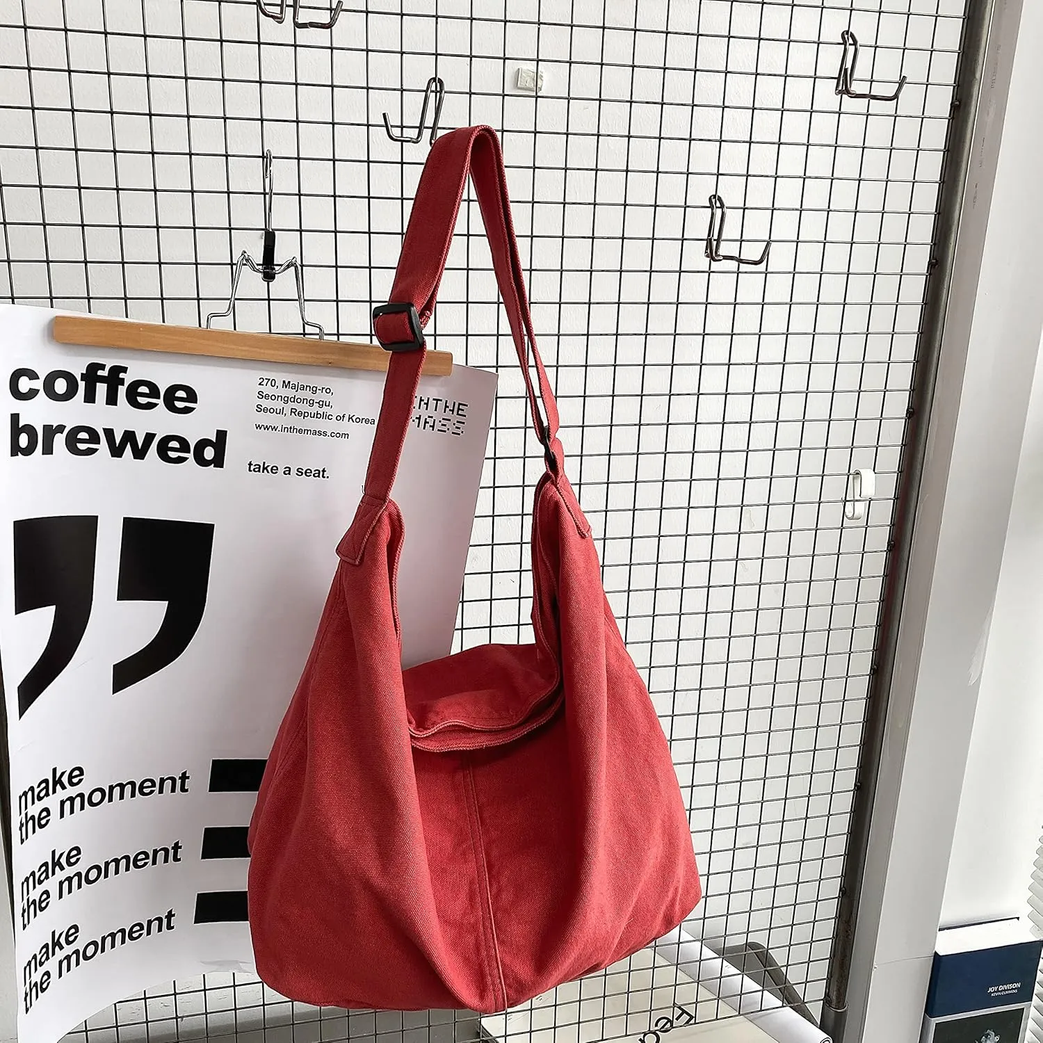 Large Capacity Canvas Hobo Bags for Women & Men, Shoulder Crossbody Bags, Tote Messenger Handbag for Work, Shopping, Travel…