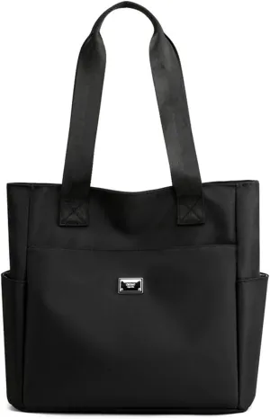 Large Capacity Water Repellent Multi Pocket Nylon Shoulder Bag with Zipper, Nylon Tote Bags Nurse Bag Handbag for Work Travel