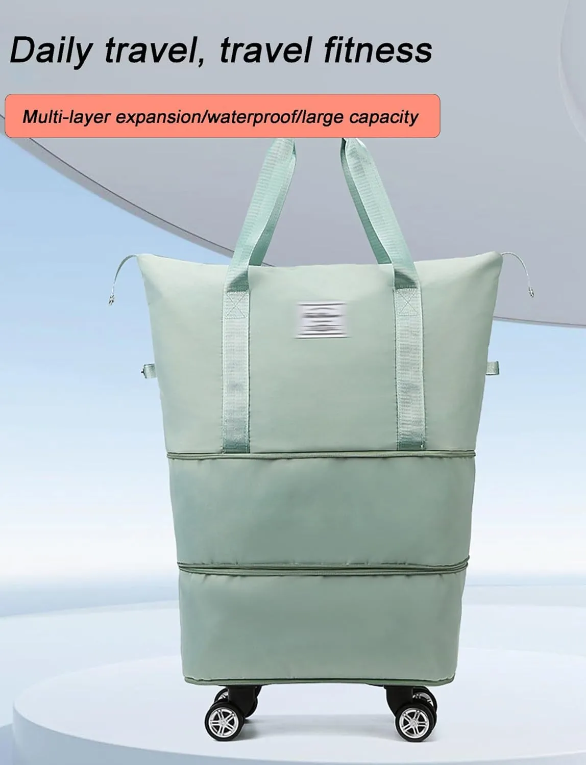 Large Capacity Wheeled Duffel Bag - 360° Silent Spinner Luggage with Retractable Handle, Lightweight Foldable Trolley Bag for Travel/Shopping/Gym(Gray)