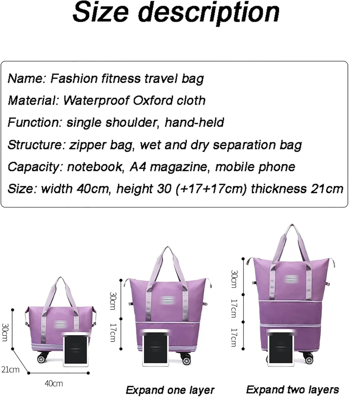 Large Capacity Wheeled Duffel Bag - 360° Silent Spinner Luggage with Retractable Handle, Lightweight Foldable Trolley Bag for Travel/Shopping/Gym(Gray)