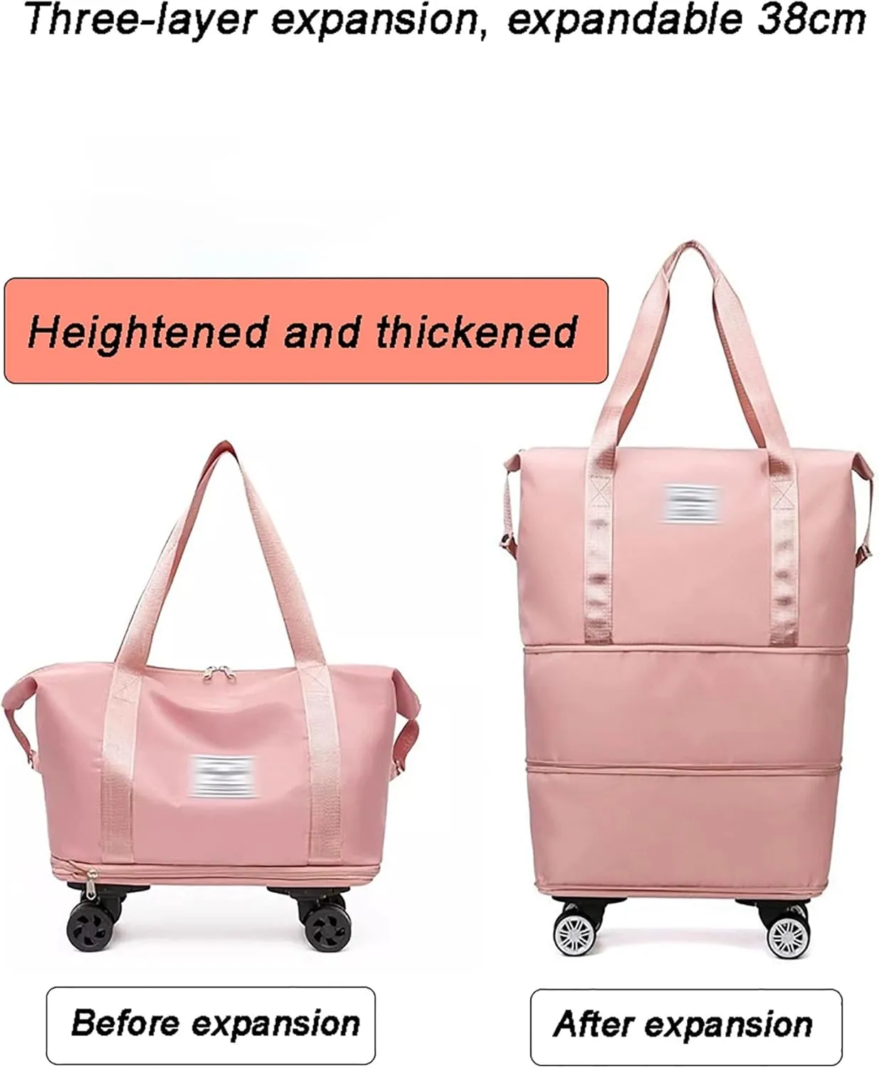 Large Capacity Wheeled Duffel Bag - 360° Silent Spinner Luggage with Retractable Handle, Lightweight Foldable Trolley Bag for Travel/Shopping/Gym(Gray)