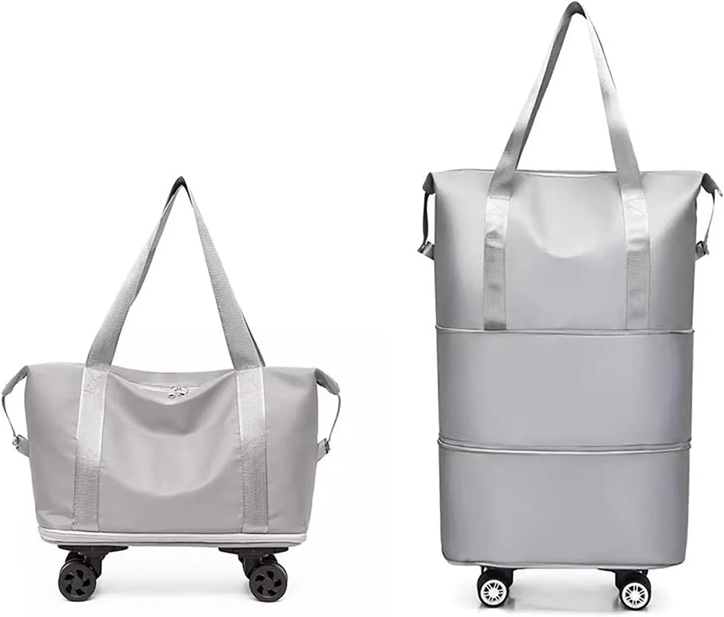 Large Capacity Wheeled Duffel Bag - 360° Silent Spinner Luggage with Retractable Handle, Lightweight Foldable Trolley Bag for Travel/Shopping/Gym(Gray)