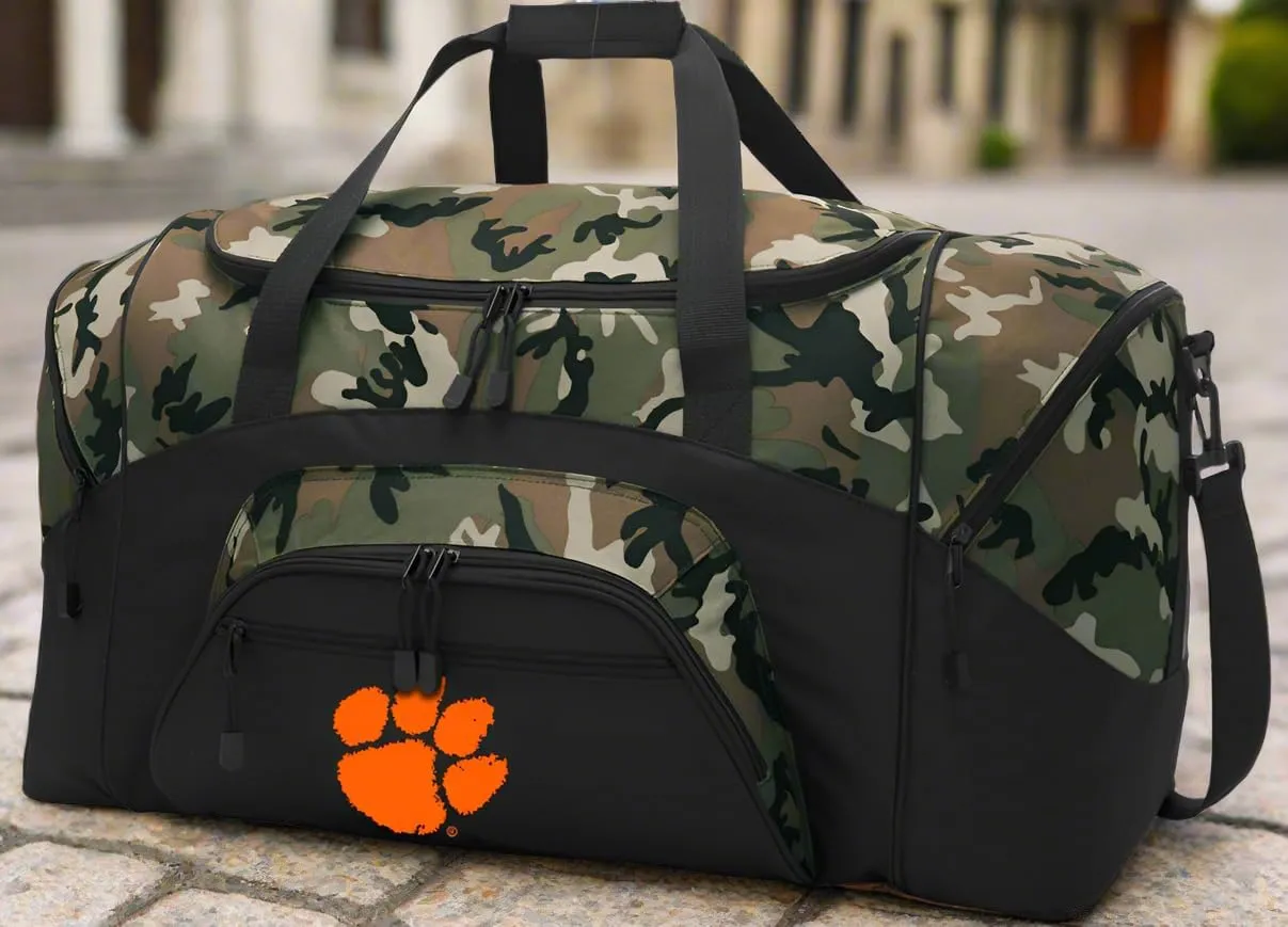 Large Clemson University Duffle Bag Suitcase Official Clemson Tigers Travel Bags (Camo)