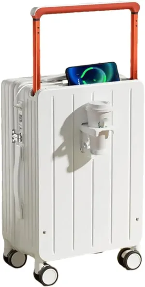 Large Handle Suitcase with Cup Holder, Travel Luggage, Password, Trolley Case, Travel Hand Bag, Wheeled Suitcase (Vertical Stripe B 20), Vertical Stripe B, 20