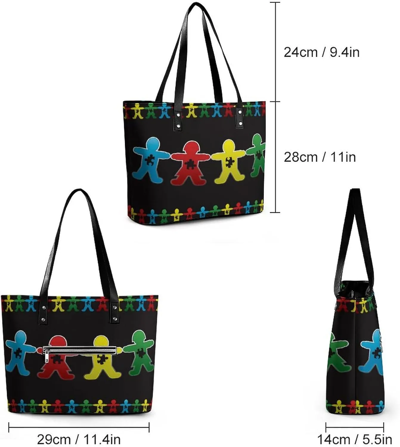 Large Tote Bag Fashion Handbag With Zipper For Women And Men