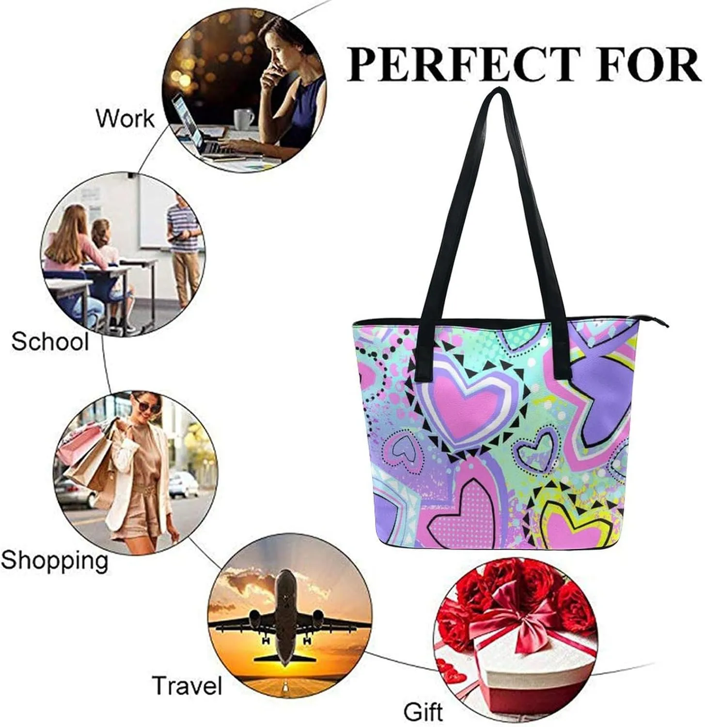 Large Tote Bag Fashion Handbag With Zipper For Women And Men