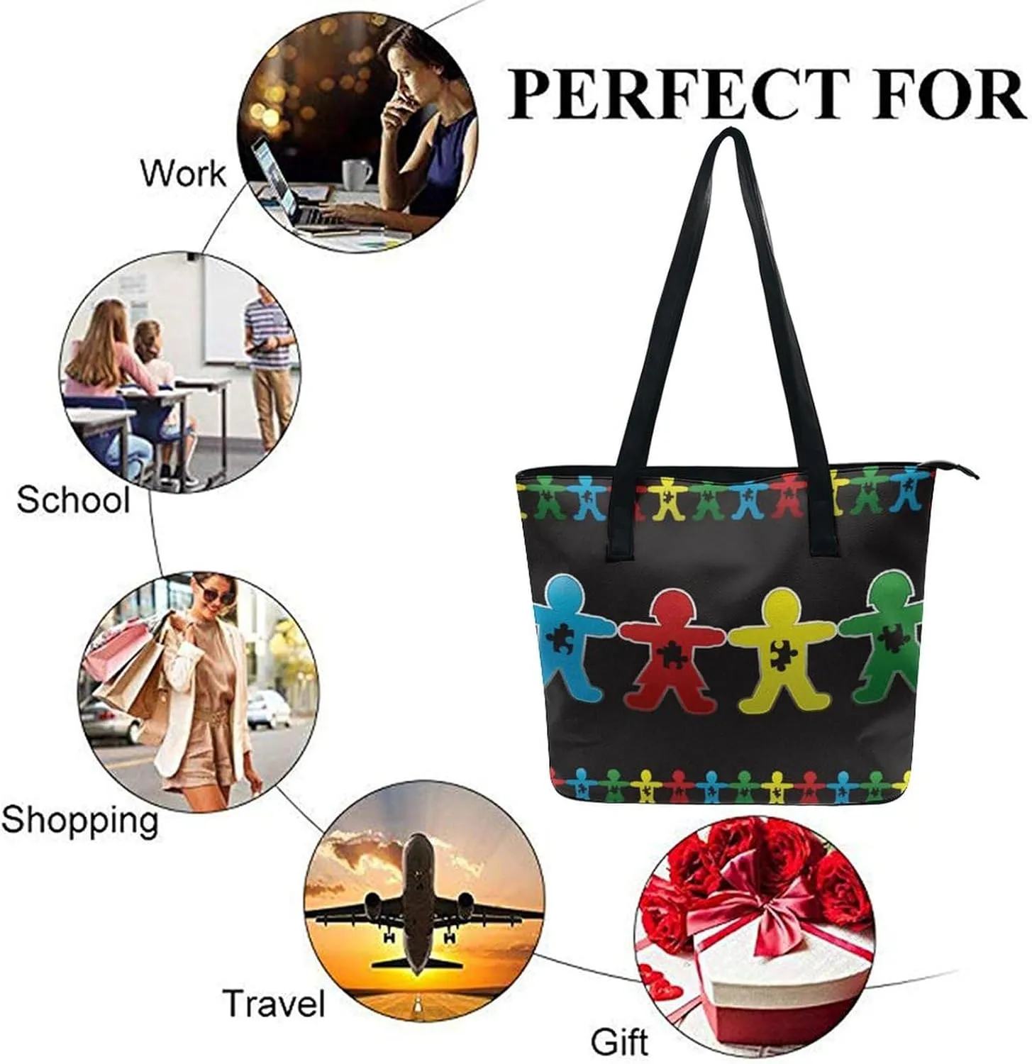 Large Tote Bag Fashion Handbag With Zipper For Women And Men