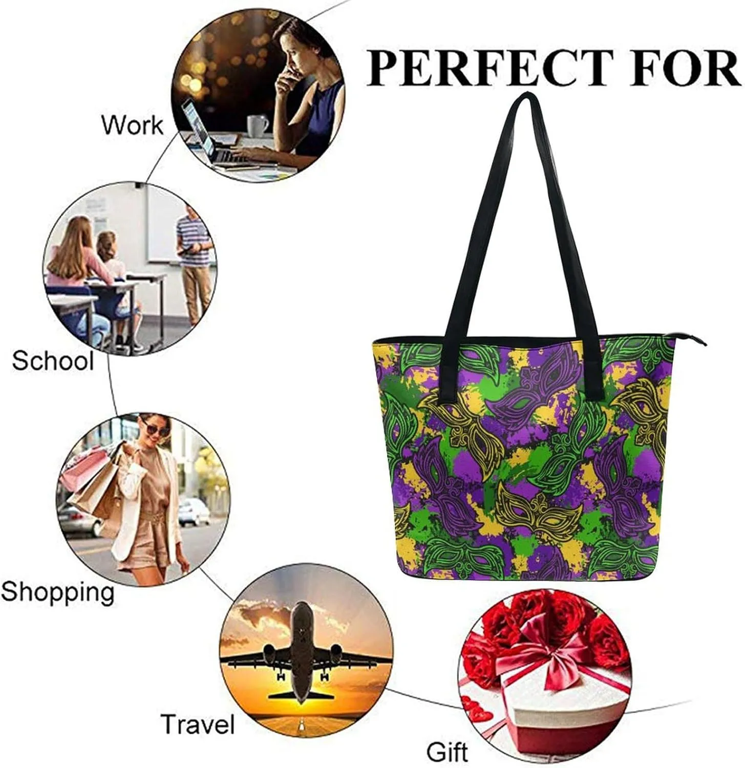 Large Tote Bag Fashion Handbag With Zipper For Women And Men
