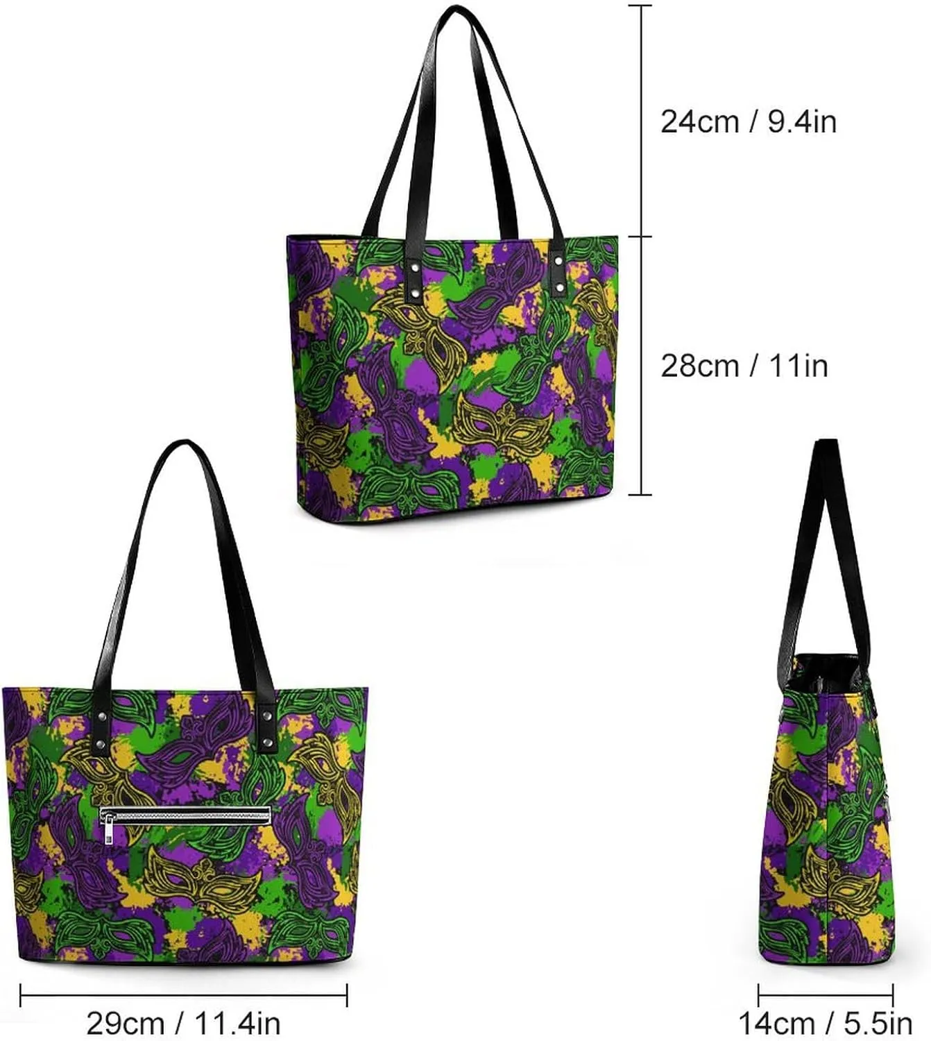 Large Tote Bag Fashion Handbag With Zipper For Women And Men