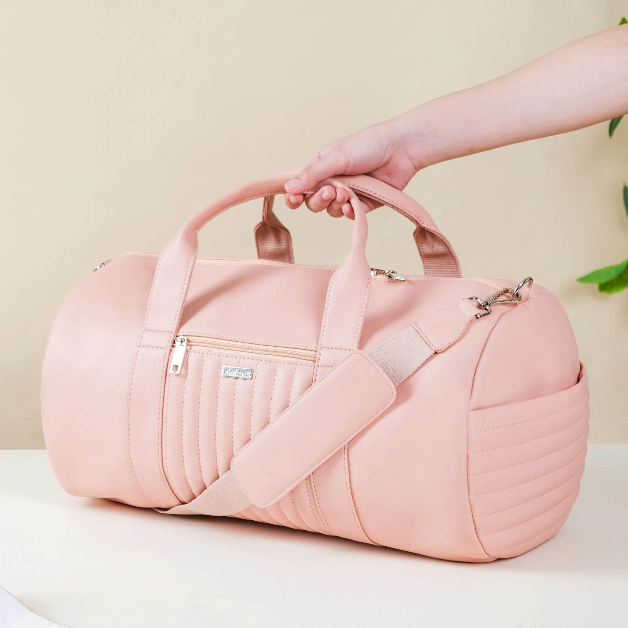 Large Travel Duffel Bag Pink 17x9 Inch