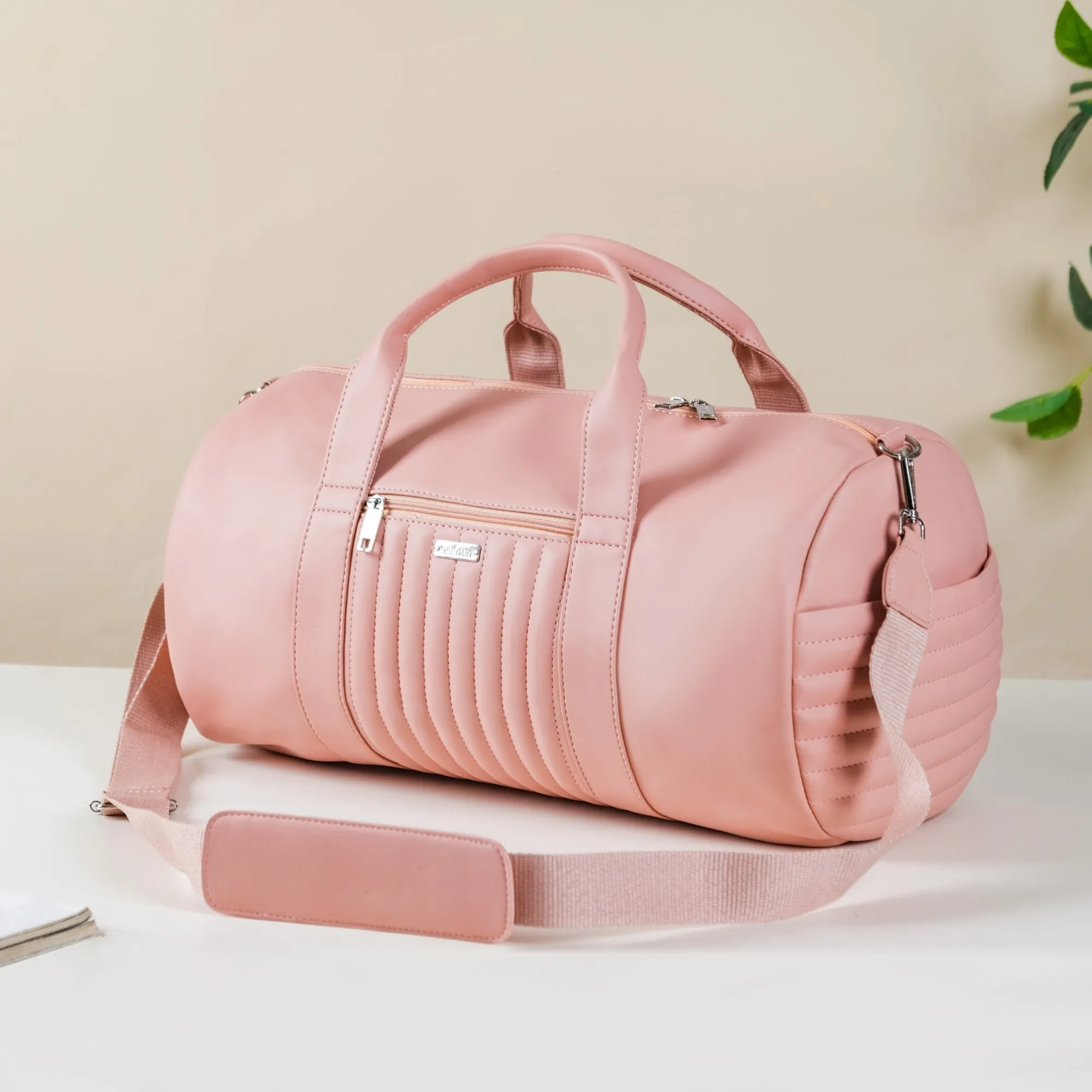 Large Travel Duffel Bag Pink 17x9 Inch