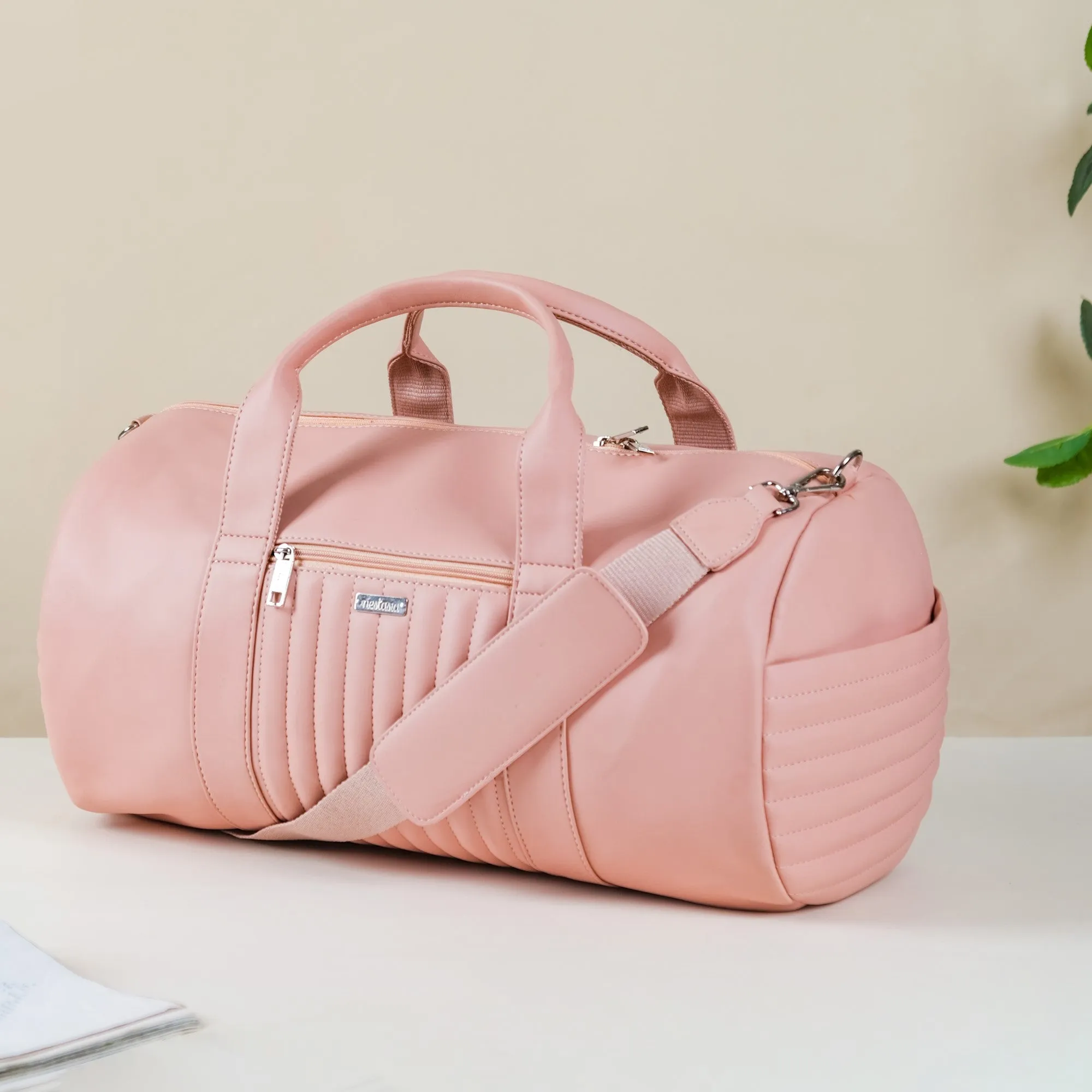 Large Travel Duffel Bag Pink 17x9 Inch