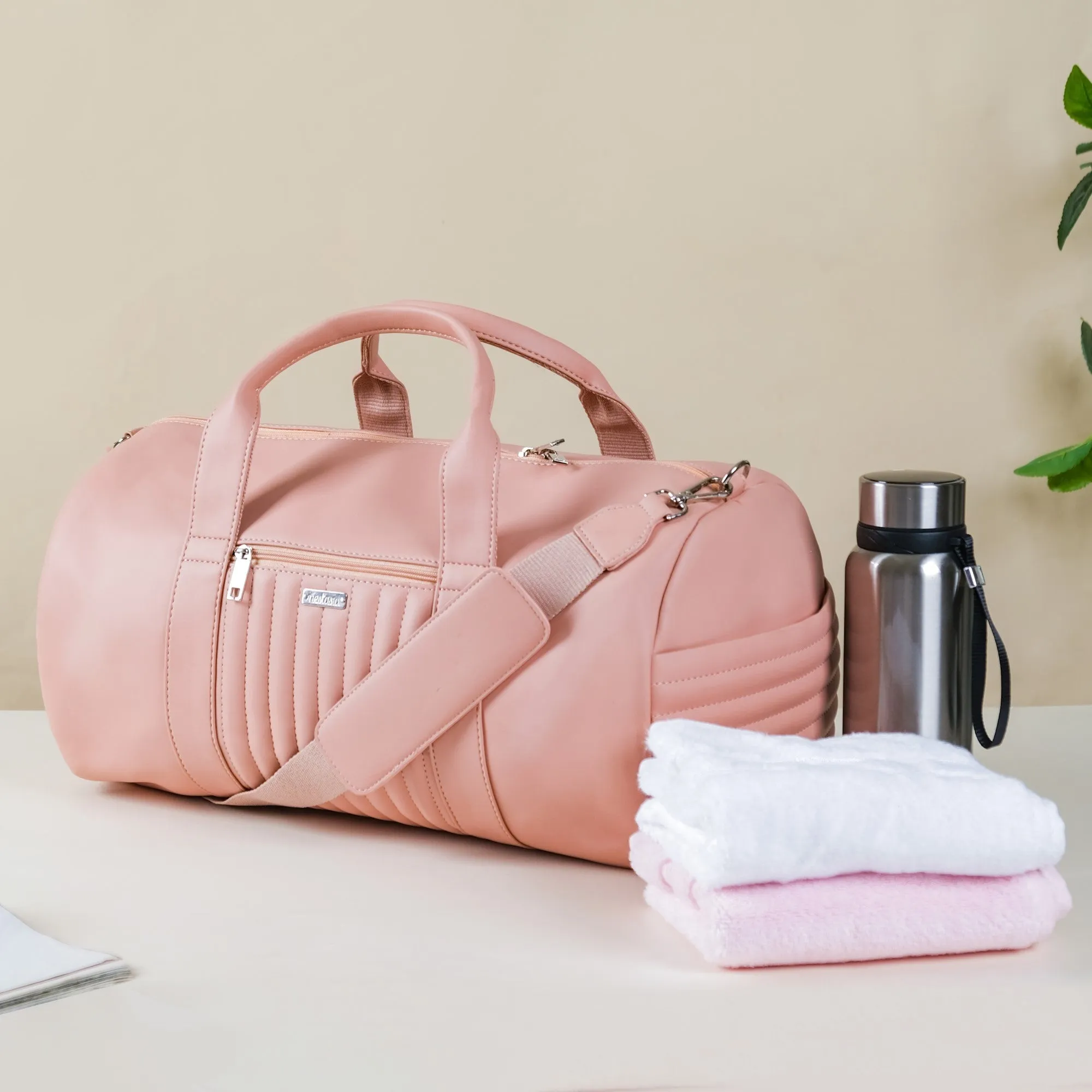 Large Travel Duffel Bag Pink 17x9 Inch