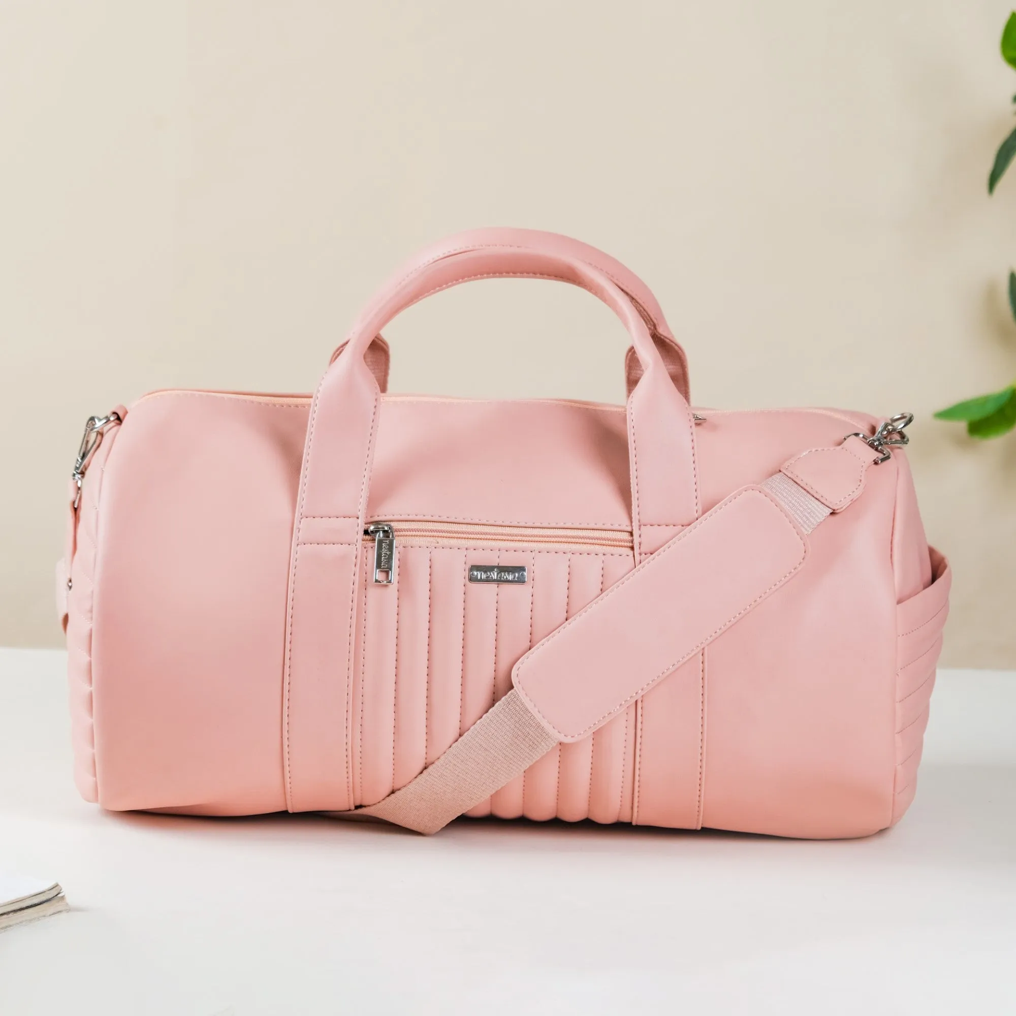 Large Travel Duffel Bag Pink 17x9 Inch