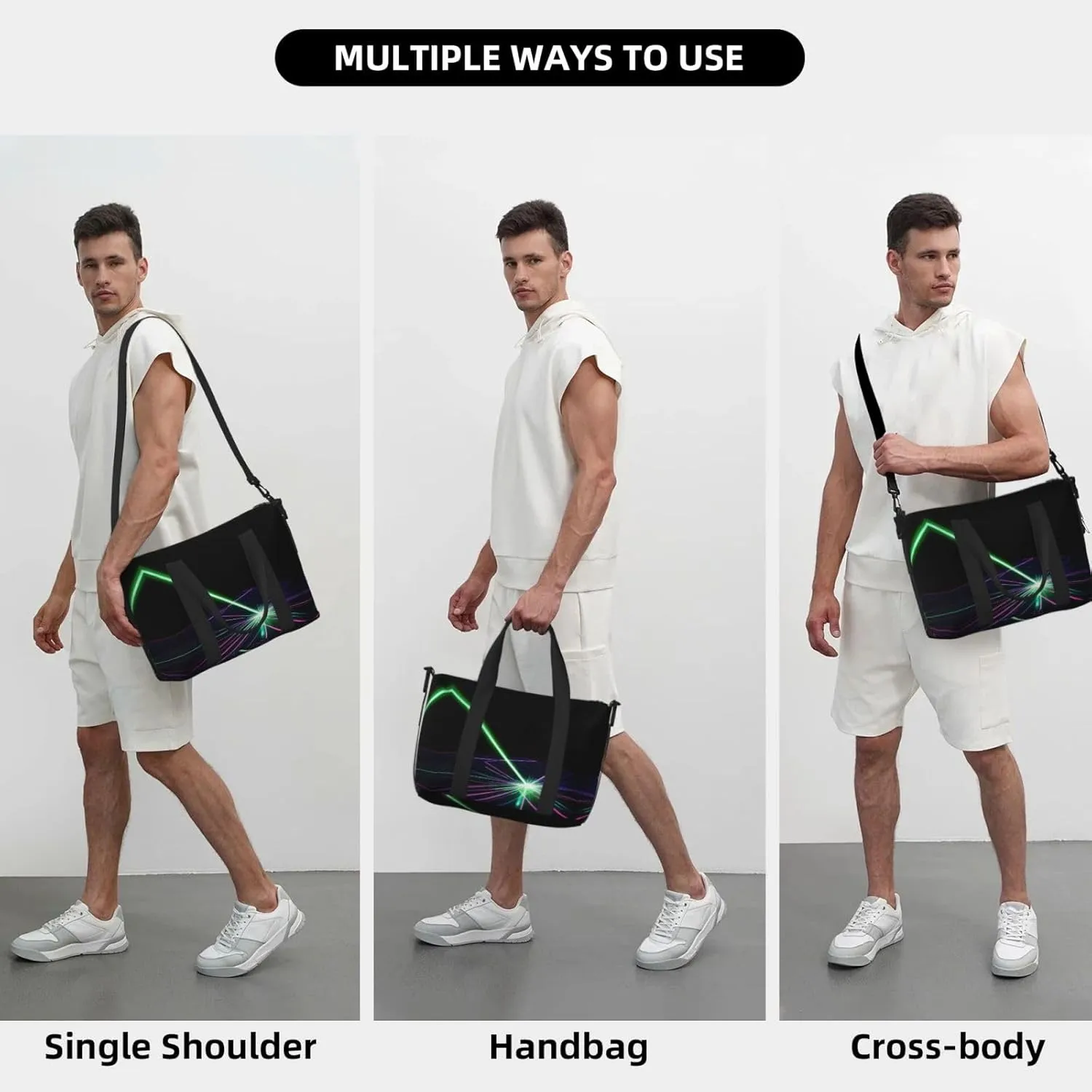 Laser Lights Small Duffel Bag Foldable Travel Bag Weekender Bag Overnight Gym Hospital Bags For Women&Men