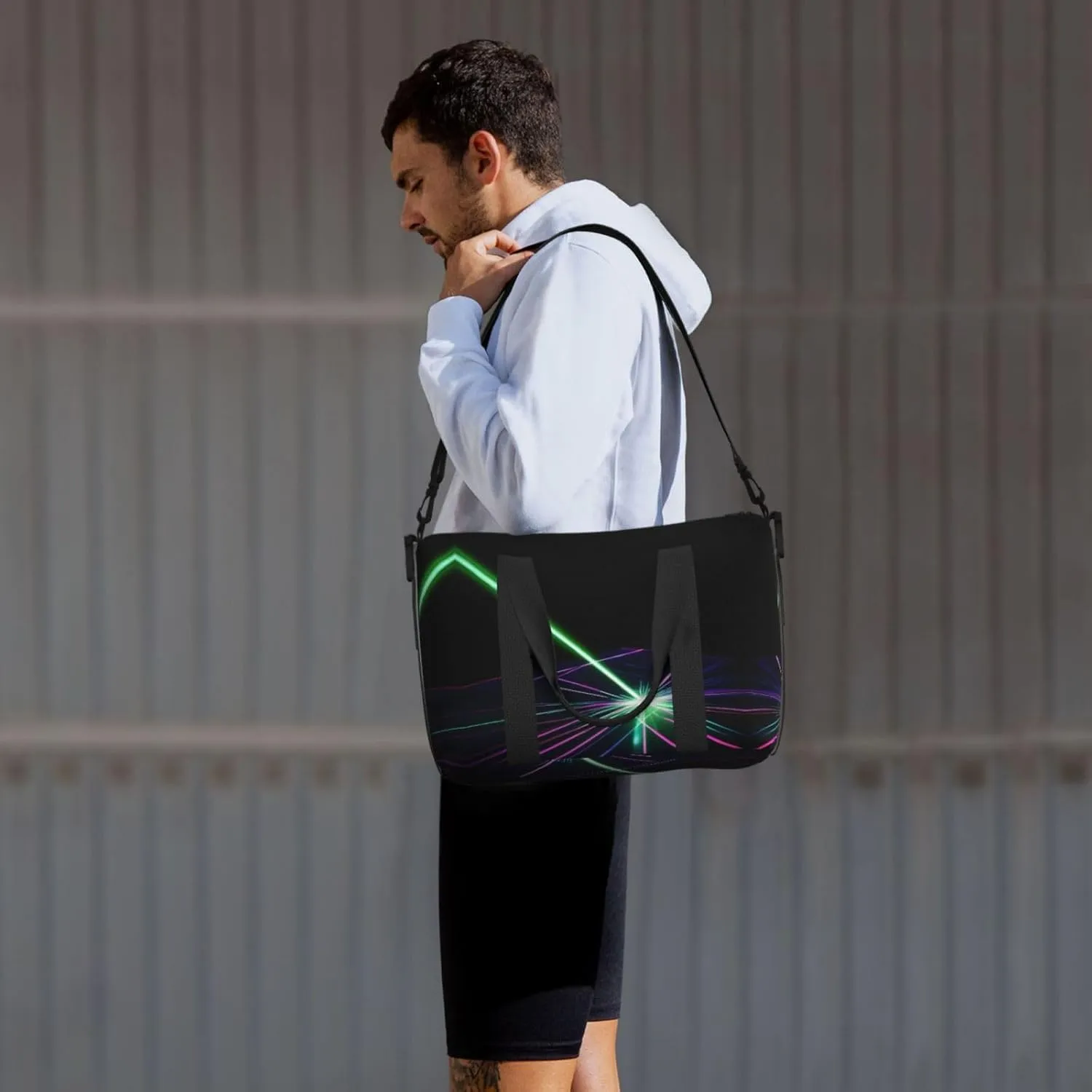 Laser Lights Small Duffel Bag Foldable Travel Bag Weekender Bag Overnight Gym Hospital Bags For Women&Men