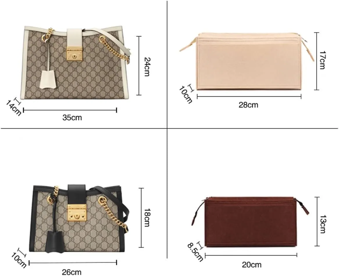 Lckaey Purse Organizer Insert for padlock series small and medium storage bag cosmetic bag lining2024beige-S