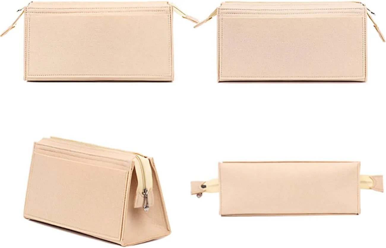 Lckaey Purse Organizer Insert for padlock series small and medium storage bag cosmetic bag lining2024beige-S